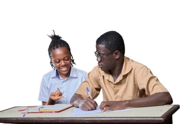 A teacher reviewing schoolwork together with a student